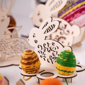 Eierständer Ostern Holz großer Hase für 8 Eier
