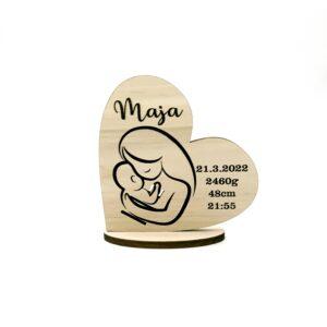 Holz Andenken zur Geburt – personalisierte Holzdekoration für Babys